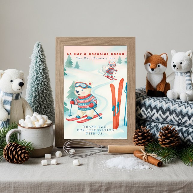 Convite Sinal de barra de chocolate quente Boho SKi Bébé A (Après Bébé SKi Baby Boho Hot Chocolate Bar Sign)