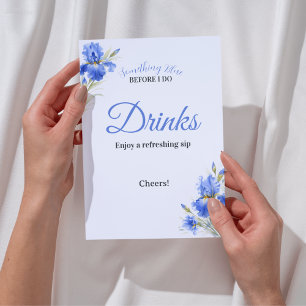 Convite Sinal de Bebidas do Chá de Noiva Blue Iris Somethi