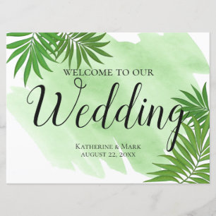 Convite Sinal de Boas-Vindas de Casamento Folhas de Palmei
