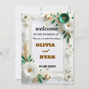 Convite sinal de boas-vindas do casamento floral elegante
