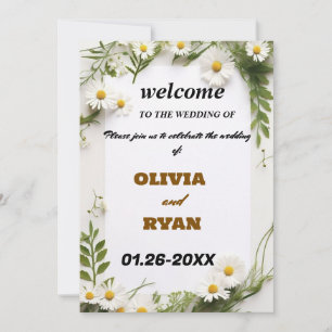 Convite sinal de boas-vindas do casamento floral elegante