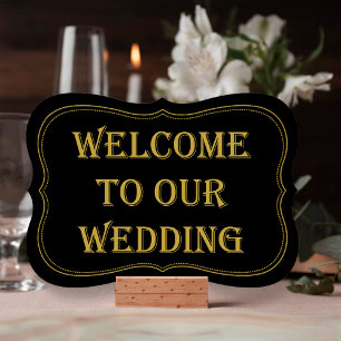 Convite Sinal de boas-vindas do casamento Gatsby, de Black