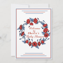 Convite Sinal de boas-vindas do Chá de fraldas Floral Popp