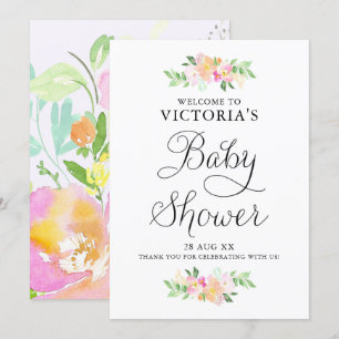 Convite Sinal de boas-vindas floral do chá de fraldas da