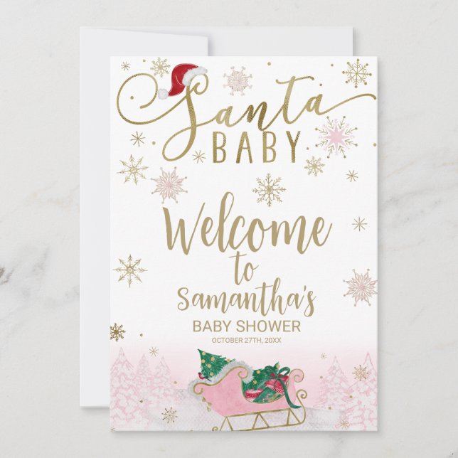 Convite Sinal de Boas-Vindas Santa Baby Churrasco de Natal (Frente)