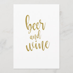 Convite Sinal de Brilho Dourado de Cerveja e Vinho Acessív