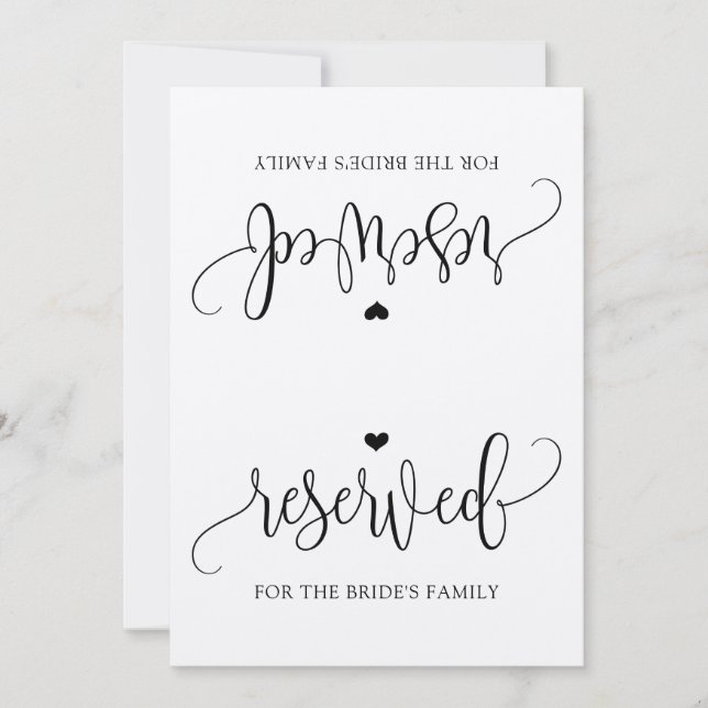 Convite Sinal de Caligrafia Rústica Reservado (Kraft) (Frente)