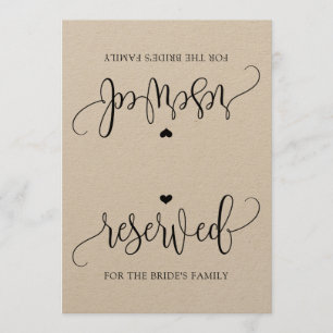 Convite Sinal de Caligrafia Rústica Reservado (Kraft)