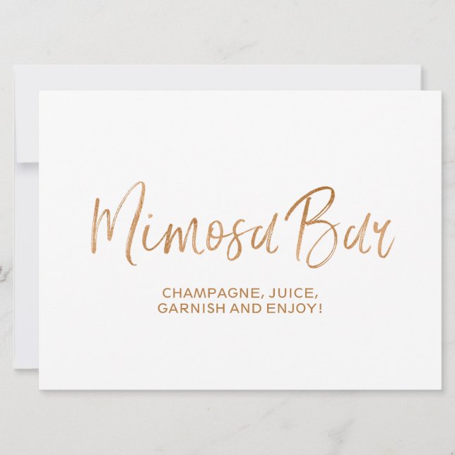 Convite Sinal de casamento "Bar Mimosa" | Rosa Dourada na  (Frente)