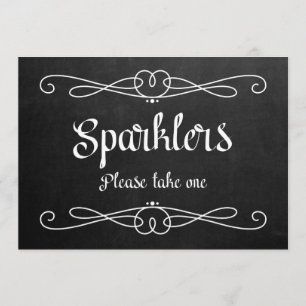 Convite Sinal de Casamento Chalkboard "Sparklers"