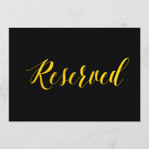 Convite Sinal de Casamento Chic "Reservado" em Folha de Ou