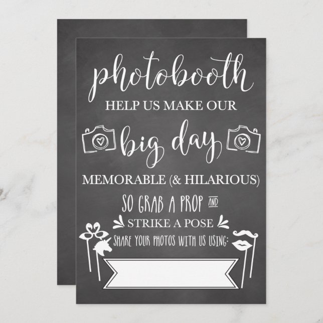 Convite Sinal de Casamento com Hashtag para Photobooth (Frente/Verso)