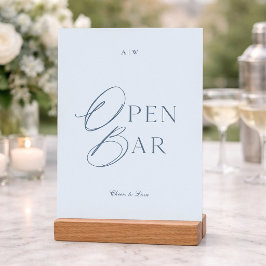 Convite Sinal de Casamento de Barra Aberta Azul Elegante e