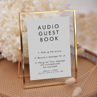 Convite Sinal de Casamento de Guestbook de Áudio Elegante