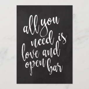 Convite Sinal de casamento de quadro-negro de bar aberto a