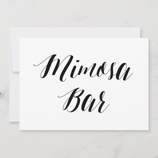 Convite Sinal de Casamento Estilo Caligráfico "Mimosa Bar" (Frente)