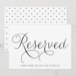 Convite Sinal de Casamento Reservado Black Dainty Script