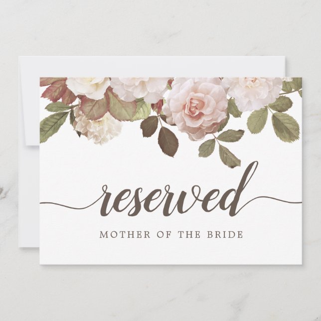 Convite Sinal de casamento "Reservado" de Rosas Francesas  (Frente)