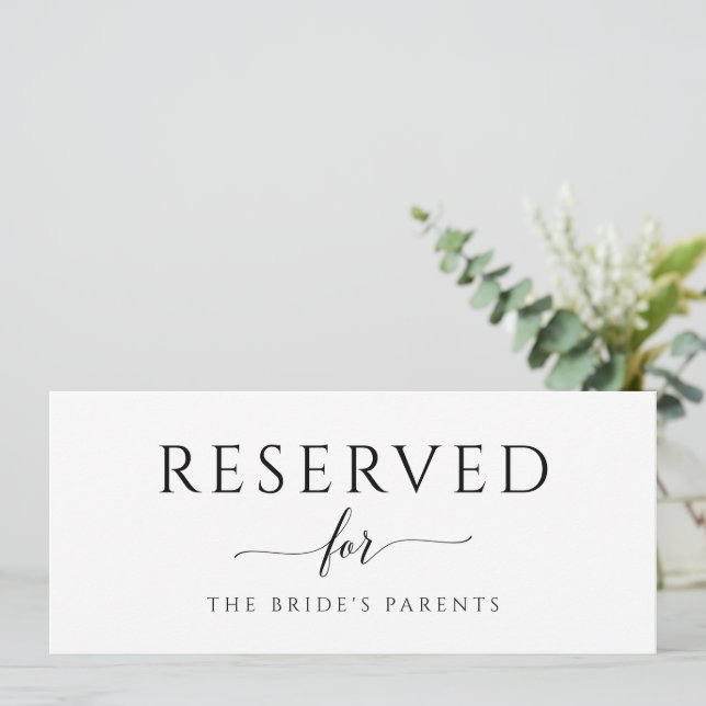 Convite Sinal de Casamento Reservado Romântico Caligrafia  (Em pé/Frente)