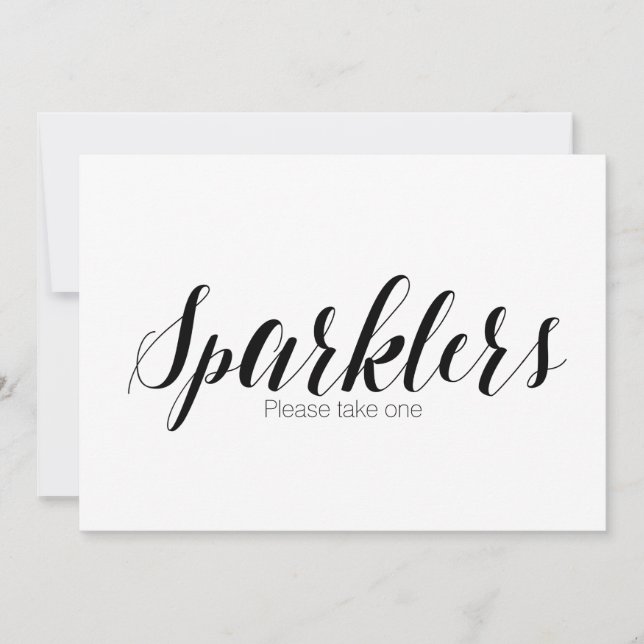 Convite Sinal de Casamento "Sparklers, por favor, pegue um (Frente)