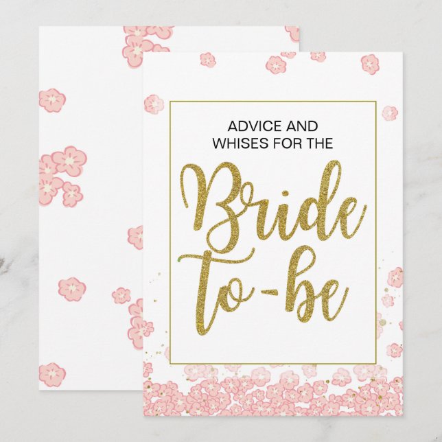 Convite Sinal de chá de panela | Rosa e Dourado (Frente/Verso)