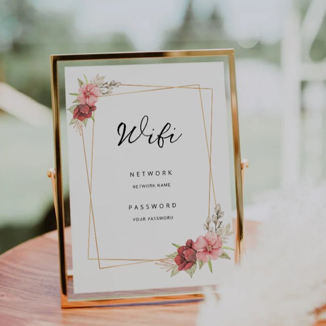 Convite Sinal de Conexão de Senha Rosa Wifi (Rose Wifi Password Connect Sign Invitation)