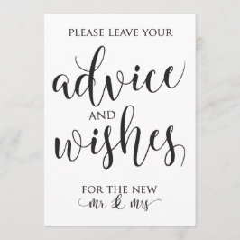 Convite Sinal de Decoração de Casamento com Conselhos e Bo