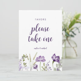 Convite Sinal de Favor de Casamento Floral Lavanda Roxa Ca