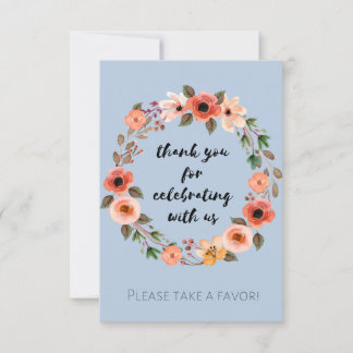 Convite Sinal de Favor Floral do chá de fraldas Obrigado