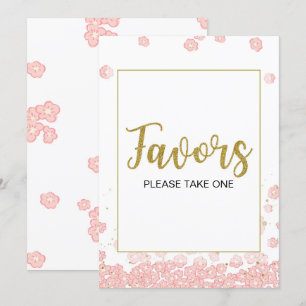 Convite Sinal de Favoritos Chá de panela rosa e Dourado