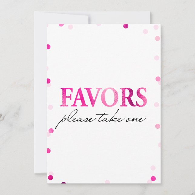 Convite Sinal de Favors para Chá de Noiva | Confetes Rosa  (Frente)