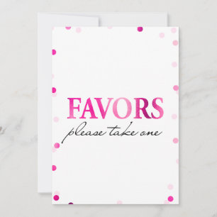 Convite Sinal de Favors para Chá de Noiva   Confetes Rosa 