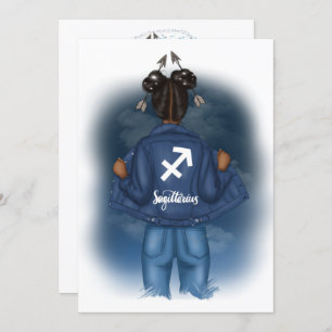 Convite Sinal de Festa de aniversário Sagitário Afro-Ameri