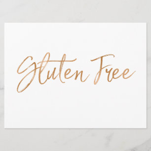 Convite Sinal de "Gluten Free"   Na moda Dourado Rosa, com
