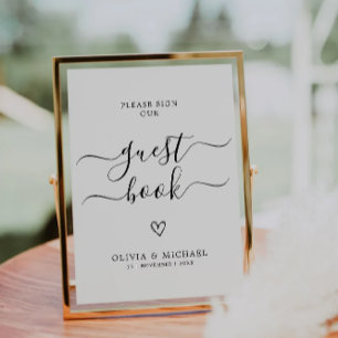Convite Sinal de Guestbook de Casamento Minimalista, por f