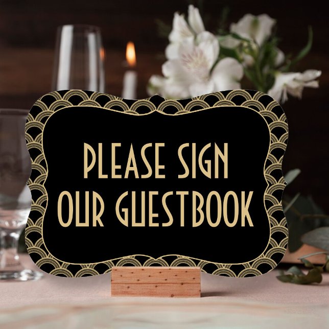 Convite Sinal de Guestbook Gatsby Gatsby Black & Dourado d (Criador carregado)