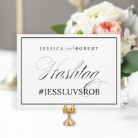 Sinal de Hashtag de Casamento Elegante com Borda P