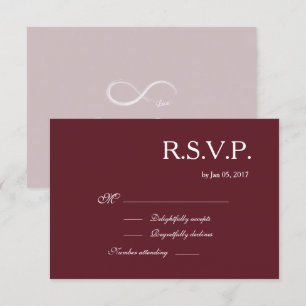 Convite Sinal de Infinito Bege Borgonha Elegante RSVP de C