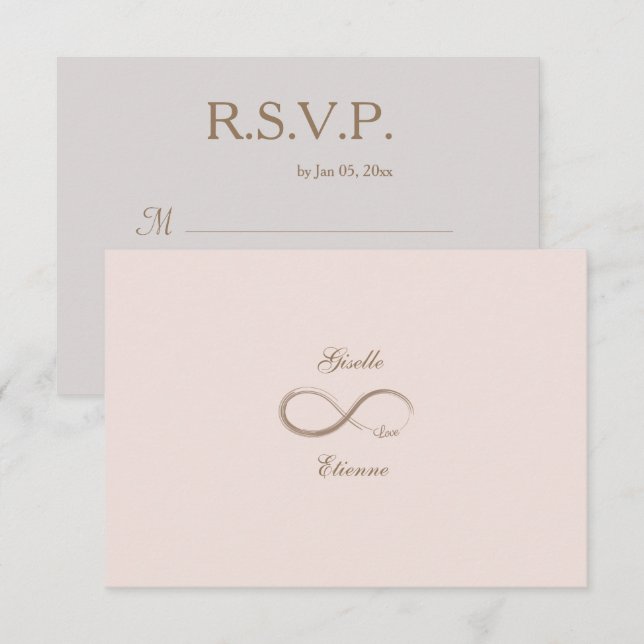 Convite Sinal de Infinito Blush Rosa Nome Personalizado Ca (Frente/Verso)