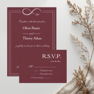 Convite Sinal de Infinito Burgundy Blush Elegante RSVP de
