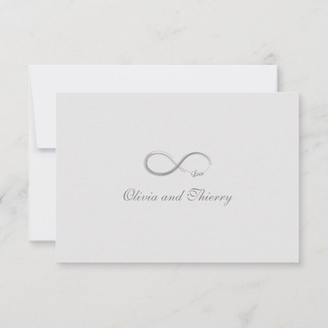 Convite Sinal de infinito ouro branco puro cinza casamento (Verso)