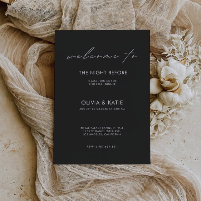 Convite Sinal de Janto de Ensaio de Casamento Noite, (Wedding Rehearsal Dinner Sign Night, Invitation)