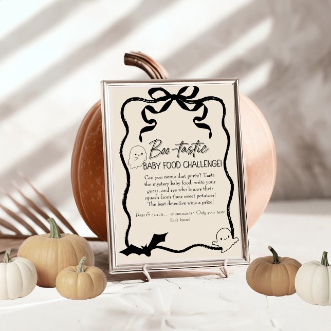 Convite Sinal de Jogo do Desafio de Comida de Bebê Boo-tás (Boo-tastic Baby Food Challenge Game Sign)