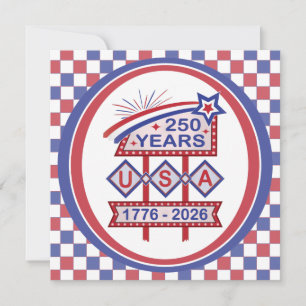 Convite Sinal de Letreiro de Aniversário de 250 anos Retro