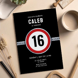 Convite Sinal de Limite de Velocidade de Aniversário de 16
