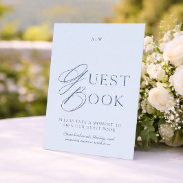Convite Sinal de Livro de Visitas de Casamento Azul Empoei