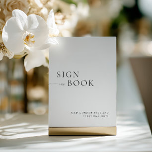 Convite Sinal de Livro de Visitas Preto e Branco Minimalis