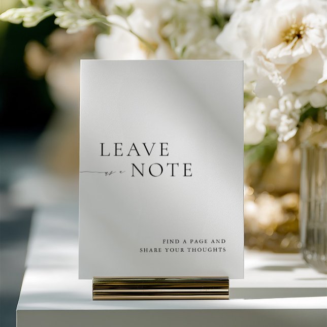 Convite Sinal de Livro de Visitas Preto e Branco Minimalis (Minimalist Black & White Guest Book Sign)