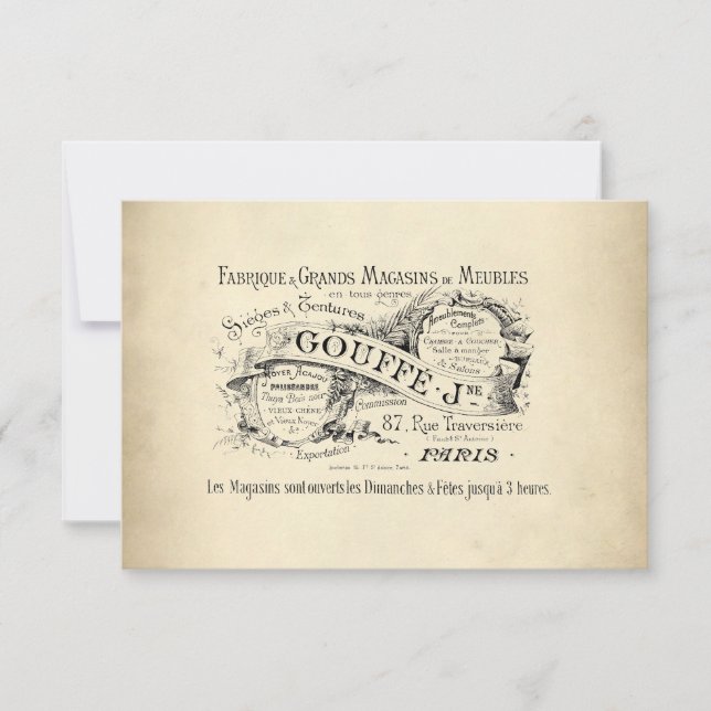 Convite Sinal de loja do departamento francês (Frente)