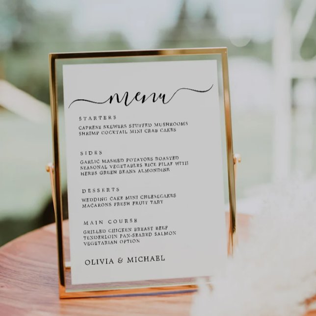 Convite Sinal de Menu de Casamento, Menu de Casamento Impr (Wedding Menu Sign, Printable Wedding Menu Invitation)